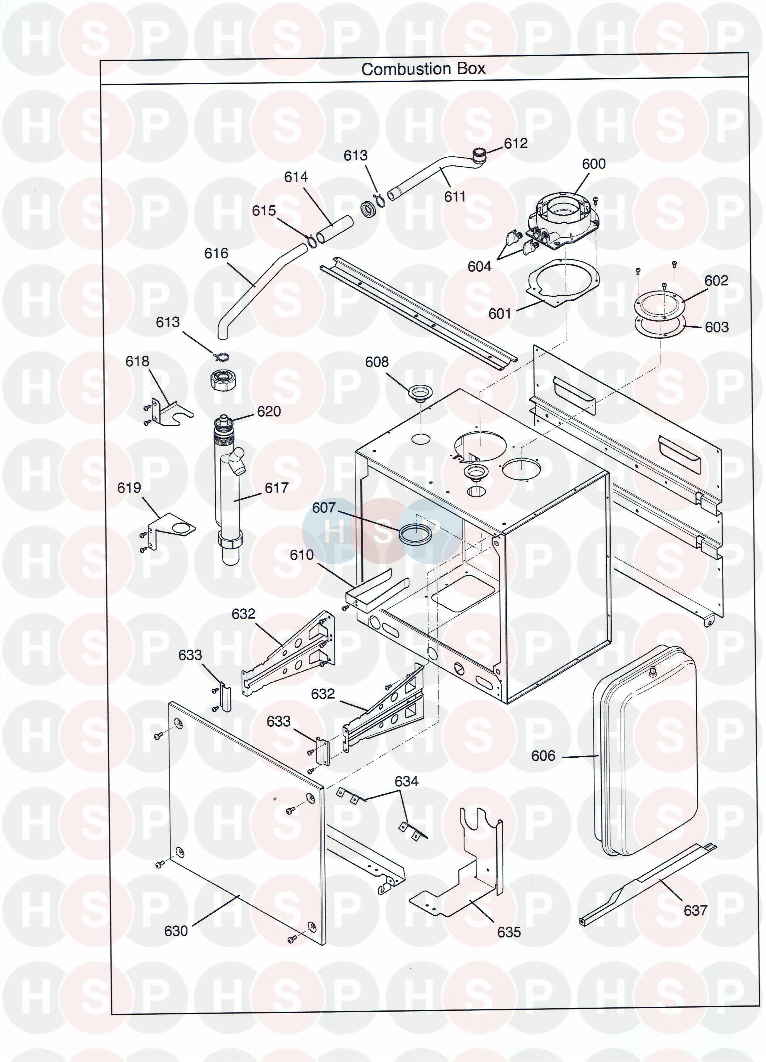 Combustion Chamber diagram for Potterton Promax HE Store 115 Litres