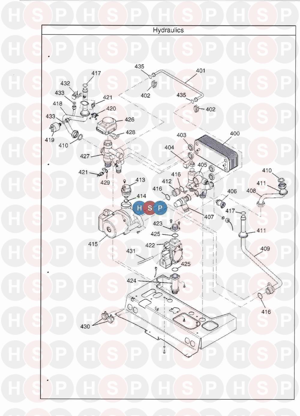 Hydraulics diagram for Potterton Gold 33 HE Combi