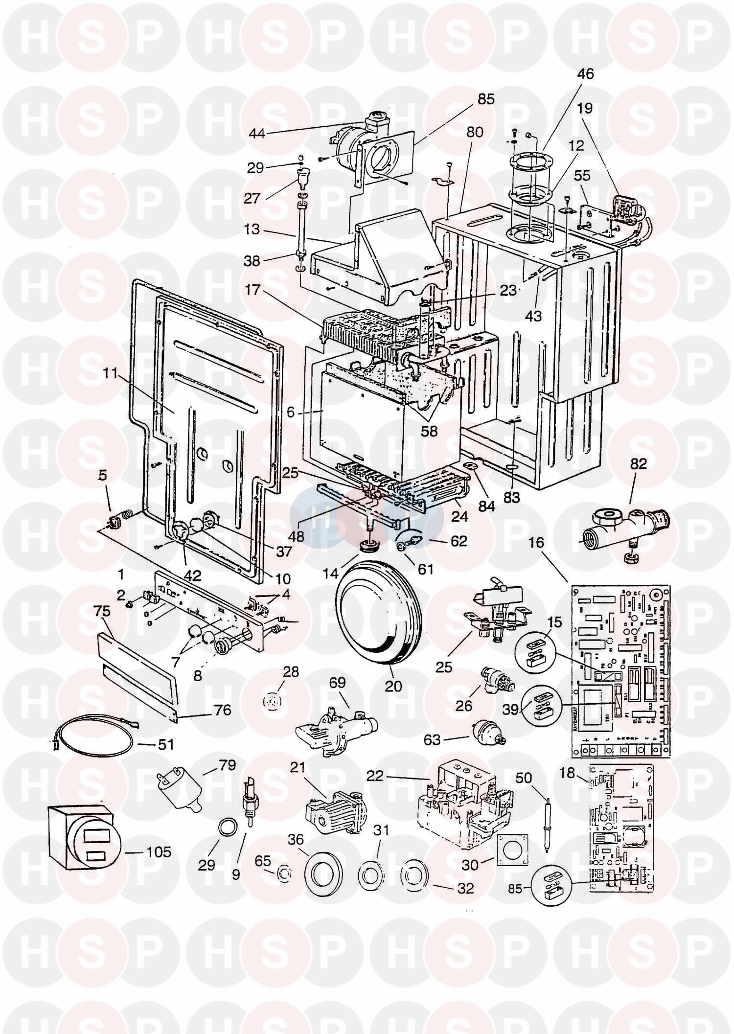 Exploded View diagram for Ravenheat RSF 25/20E LPG