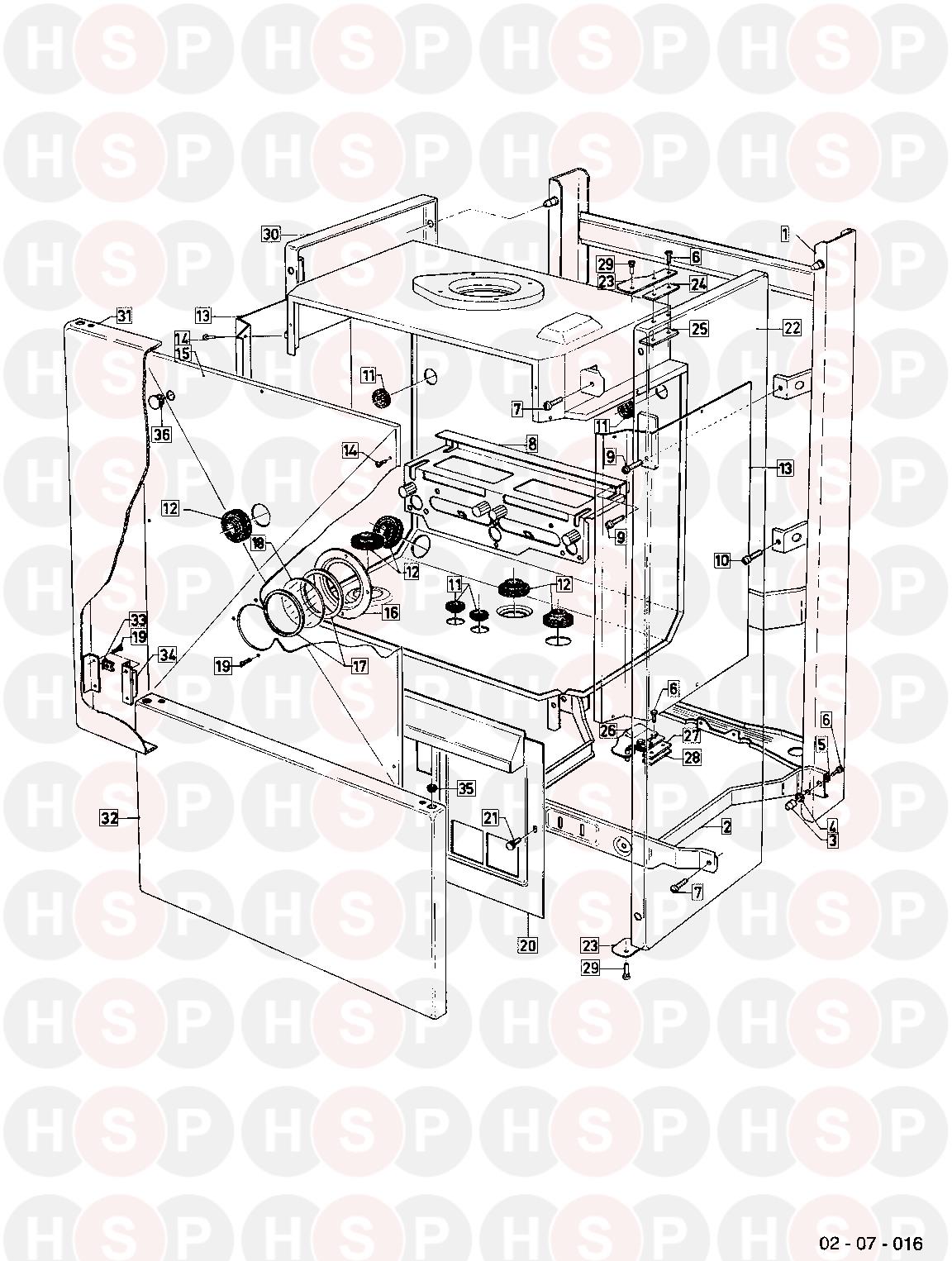 07 Casing Parts diagram for Vaillant Thermocompact VC 182 E 1988-1996
