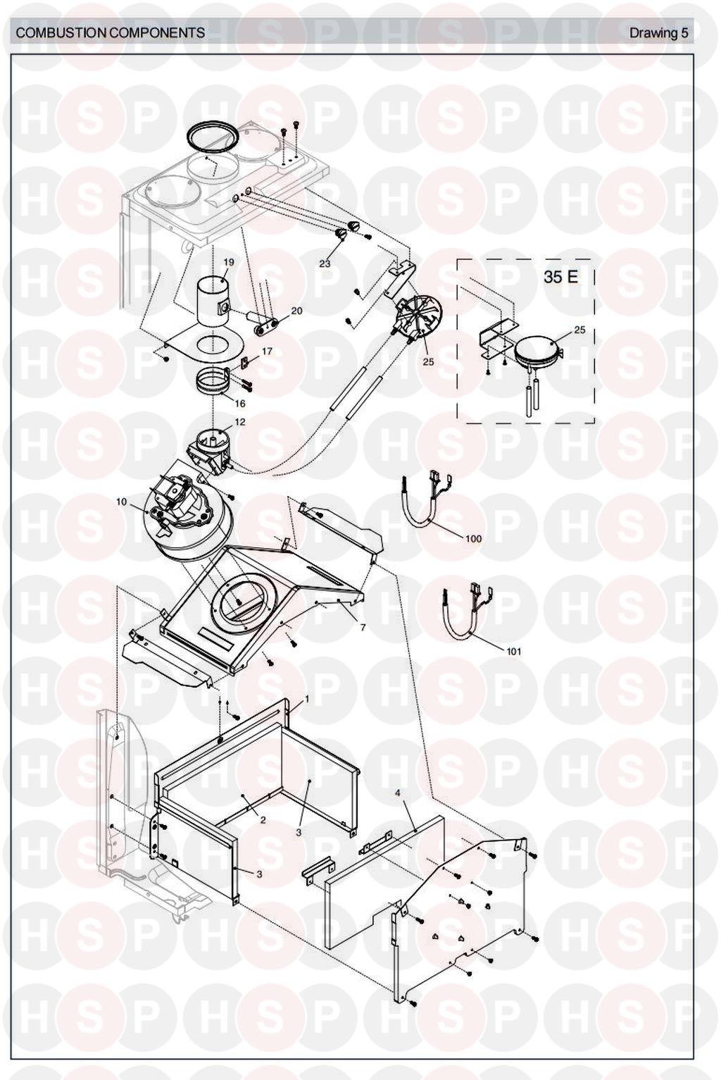 Combustion Chamber diagram for Vokera Mynute 35E