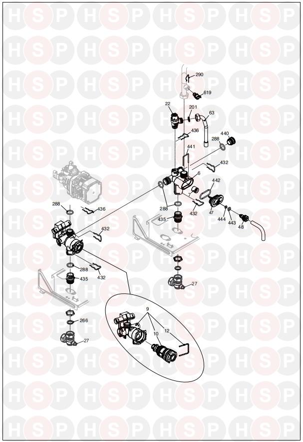 Hydraulics 1 diagram for Vokera Plus 24s Rev 8 (01/2020)
