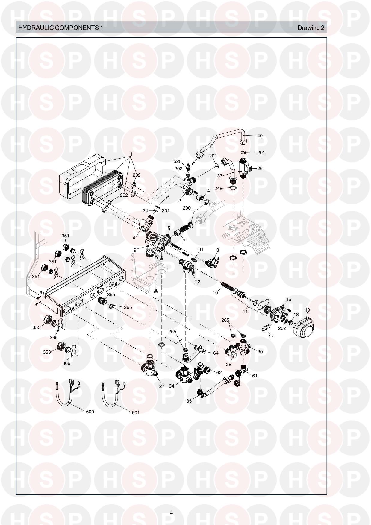 Hydraulics 1 diagram for Vokera Syntesi 25 E Rev 4 (01/07)