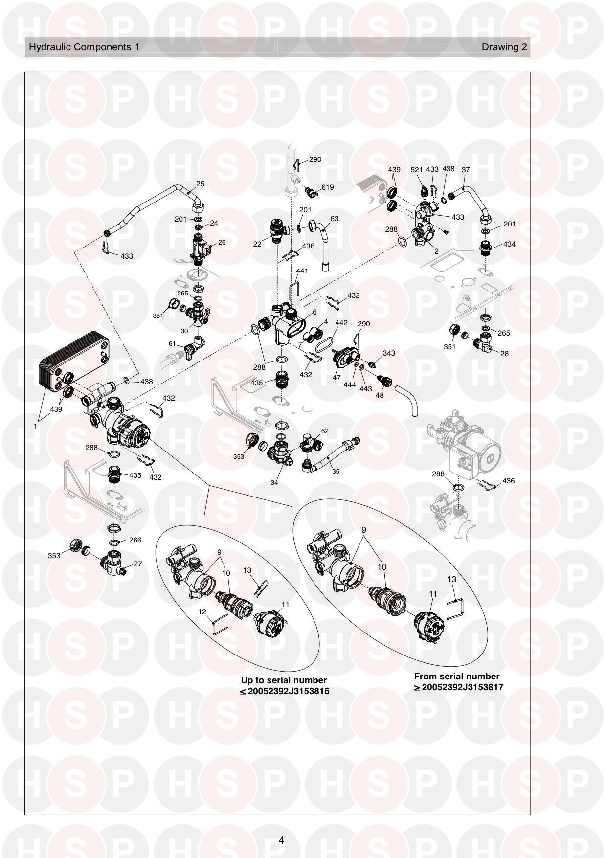 Hydraulics 1 diagram for Vokera Vision 30C (Modified) Post Ser # 20052392131 Rev 9 (12/2016)