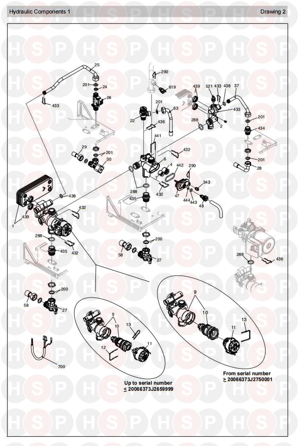 Hydraulics 1 diagram for Vokera Excel 29 Rev 4 (07/2014)