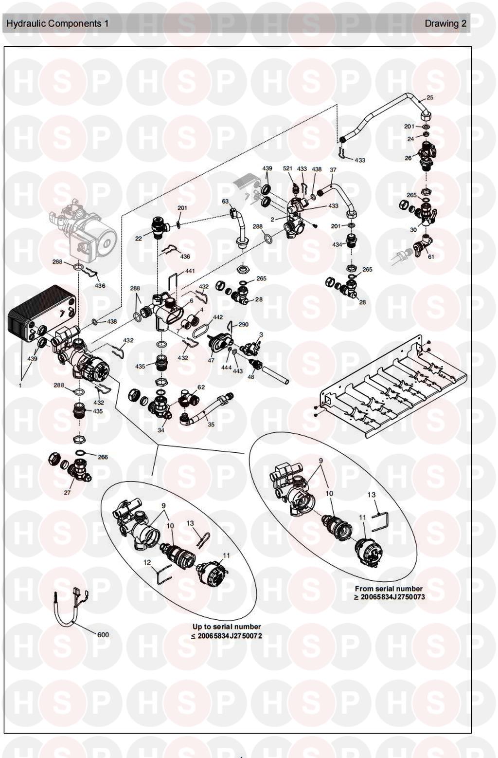 Hydraulics 1 diagram for Vokera Unica i36 Rev 3 (07/2014)