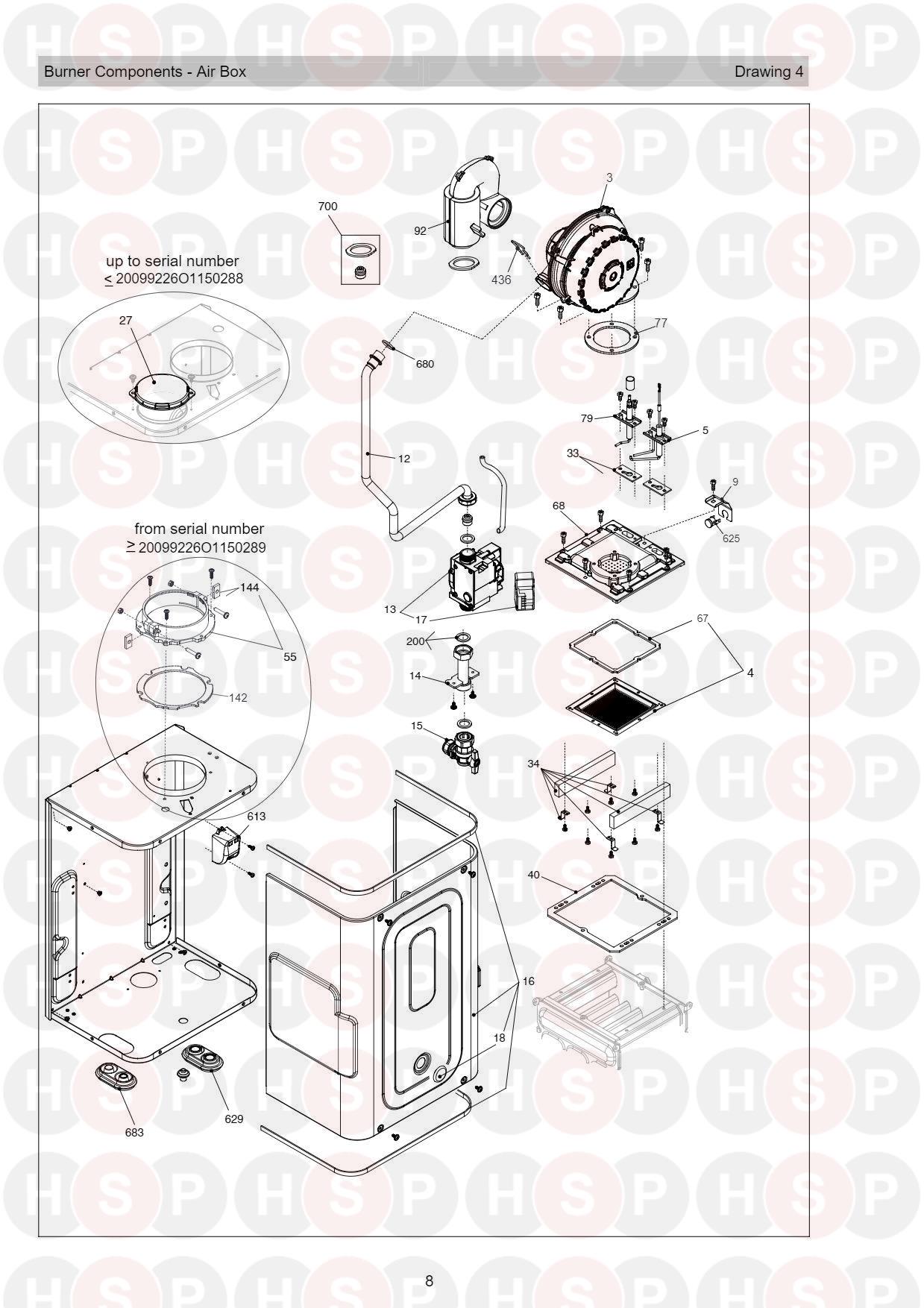 Burner Air Box diagram for Vokera Compact 25 A ERP Rev 12 (06/2019)