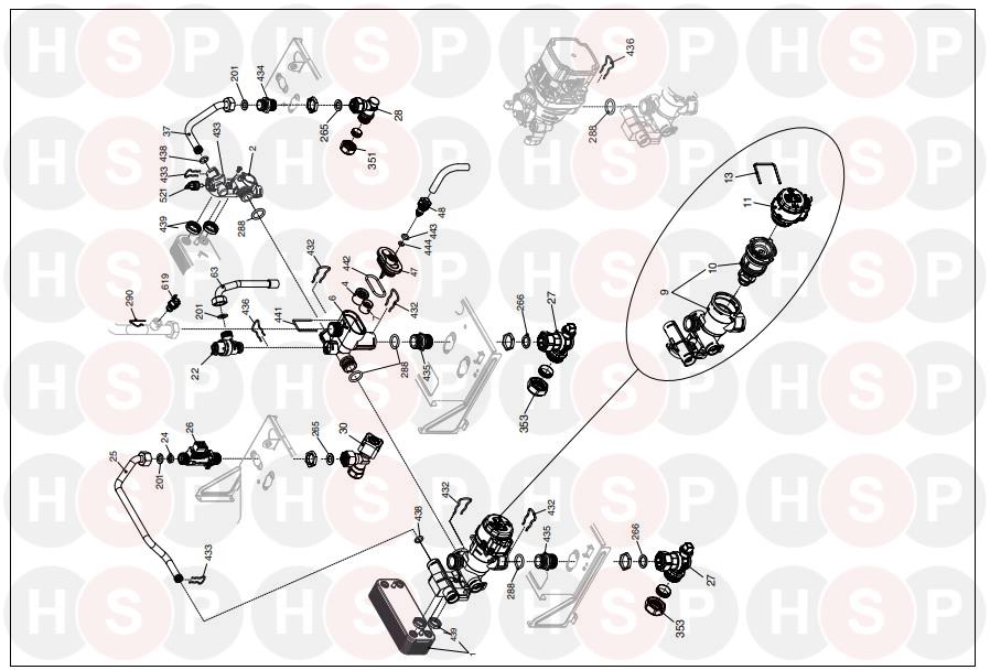 Hydraulics 1 diagram for Vokera Compact 25 A Erp R16 (11/2020)