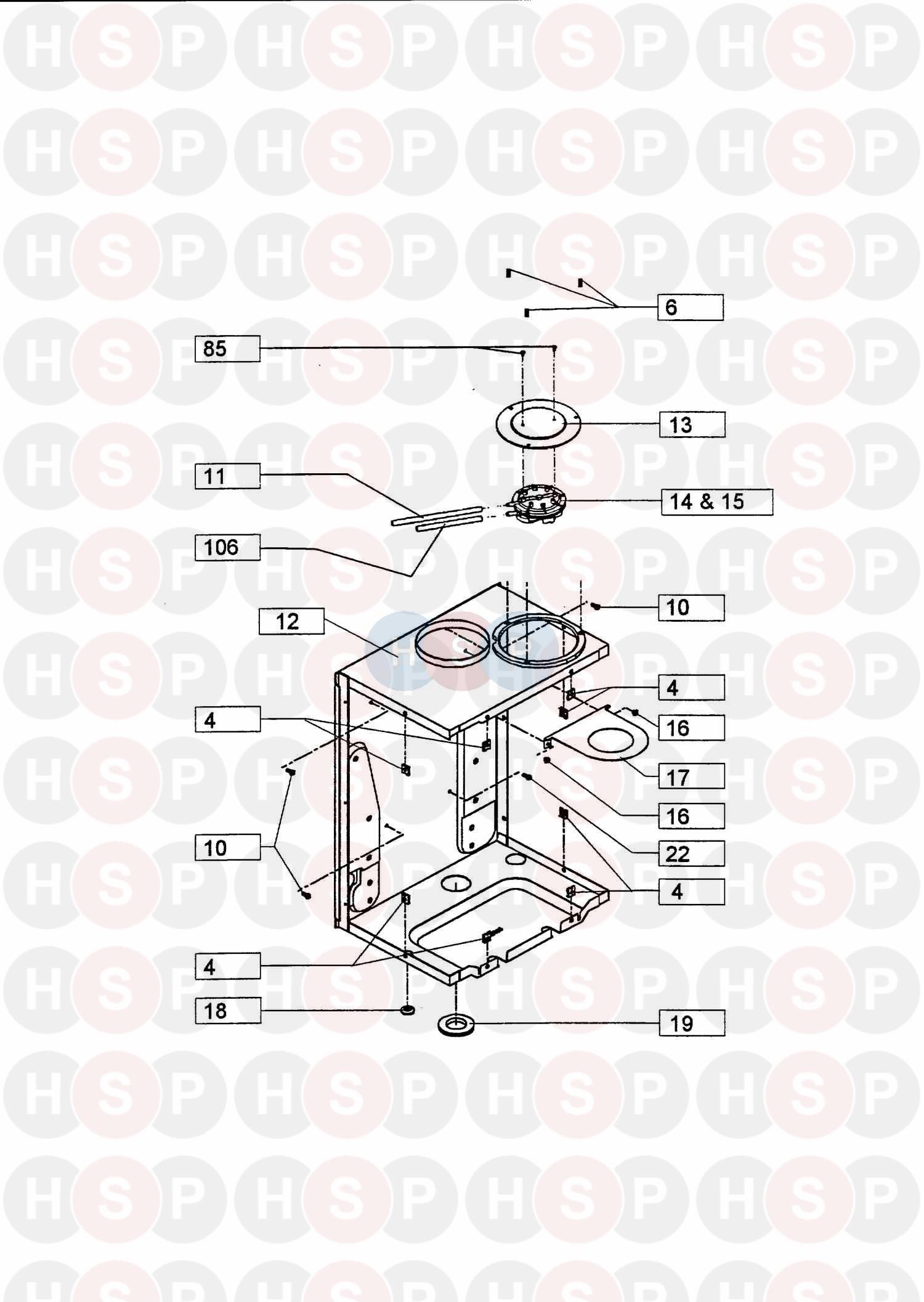 Assembly 1 diagram for Vokera Mynute 14-48 SE